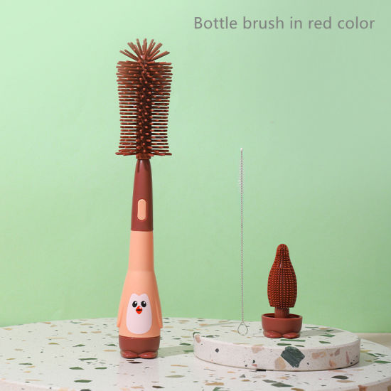 4 in 1 Brown Feeding Bottle Brush Silicone Bristle Brushes Set