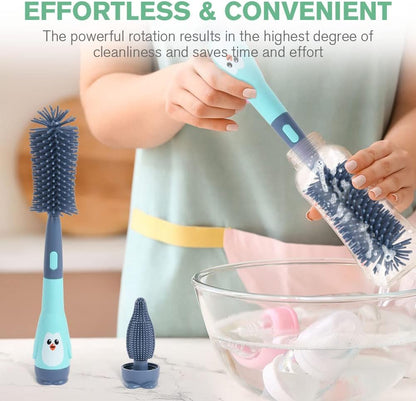 4 in 1 Blue Feeding Bottle Brush Silicone Bristle Brushes Set