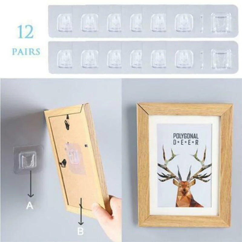 Double Sided Self Adhesive Wall Hooks Waterproof 2 pairs 4 Pcs