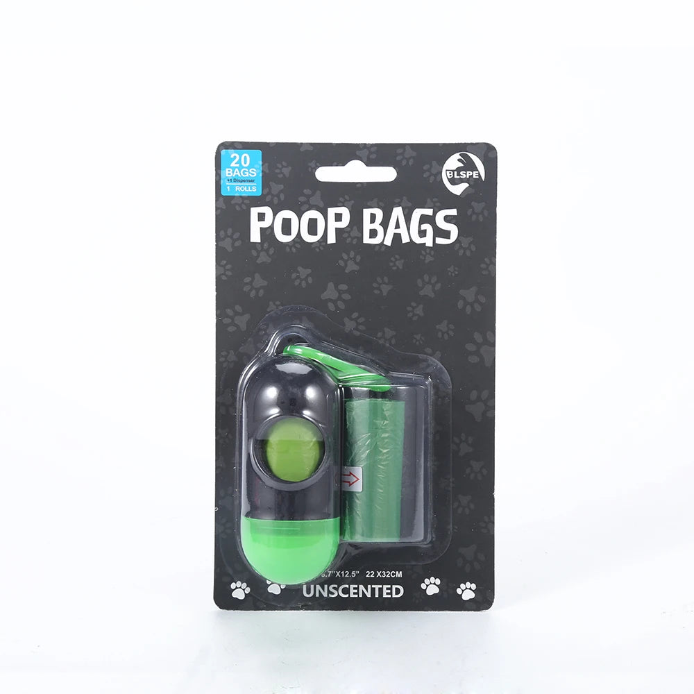 40 Poop Bags Degradable Material With Easy to Carry Holder Green