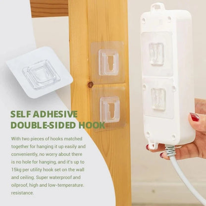 Double Sided Self Adhesive Wall Hooks Waterproof 2 pairs 4 Pcs