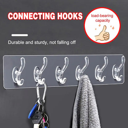 6 Row Transparent Strong Self Adhesive Hook Nail free