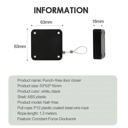 Punch Free High Quality 800 G Automatic Door Closer Black