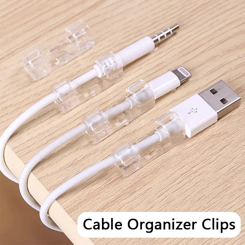 Self Adhesive Cable Organizer Clips Transparent 20 pcs Pack