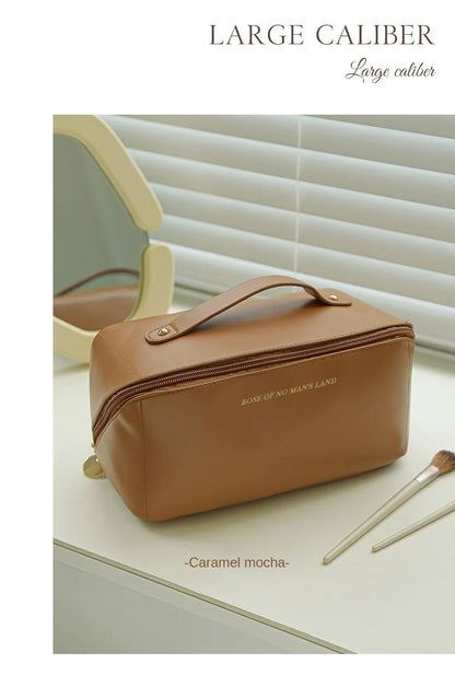 Premium Large Capacity Cosmetics Toiletry Bag Brown